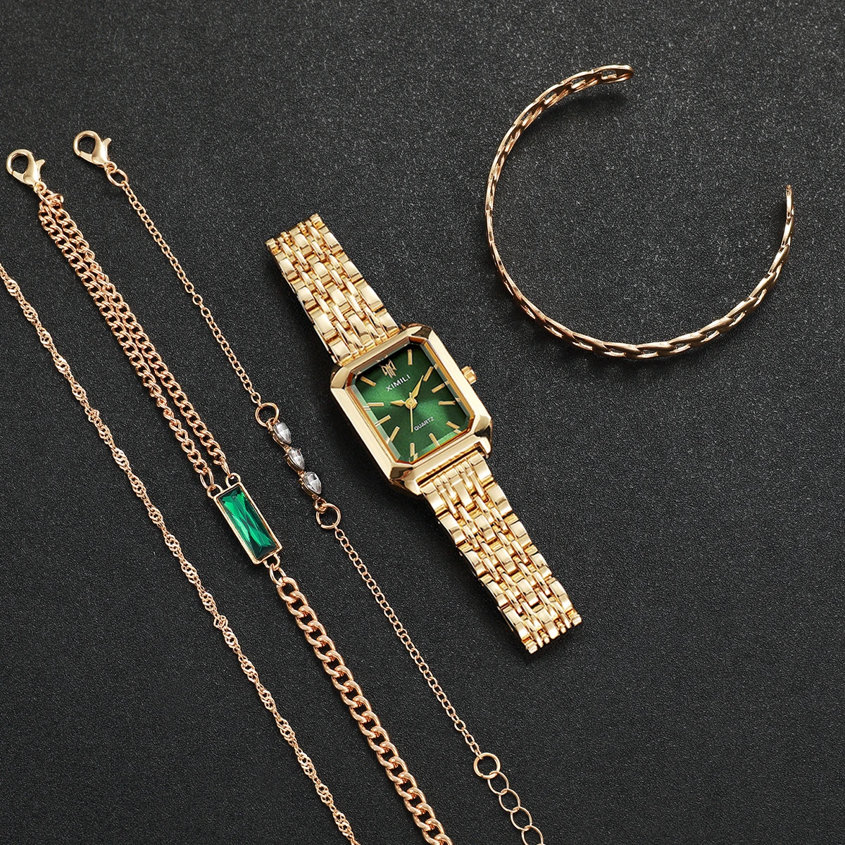 5pcs/set Women's Luxury Exquisite Watch Fashion Retro Quartz Analog Watch With Bracelet Set Gift for Girls (Box Not Included)