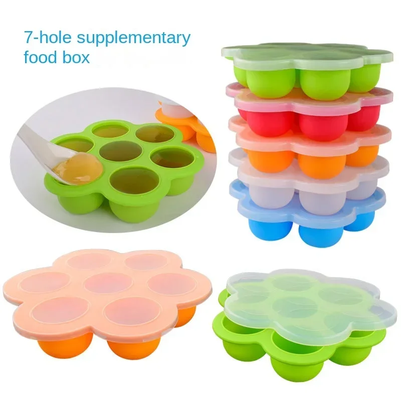 7 Holes Reusable Silicone Baby Food Freezer Tray Crisper Egg Bite Mold BPA  Free Storage Baby Food Storage Containers With Lid - AliExpress