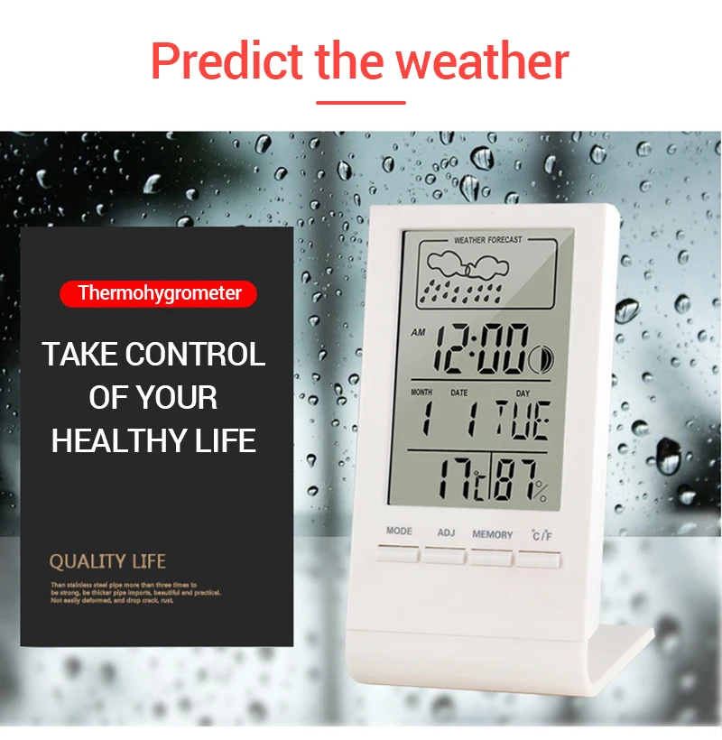 Temperatura eletrônica e umidade medidor estação meteorológica digital quarto sala de estar do bebê termômetro interior