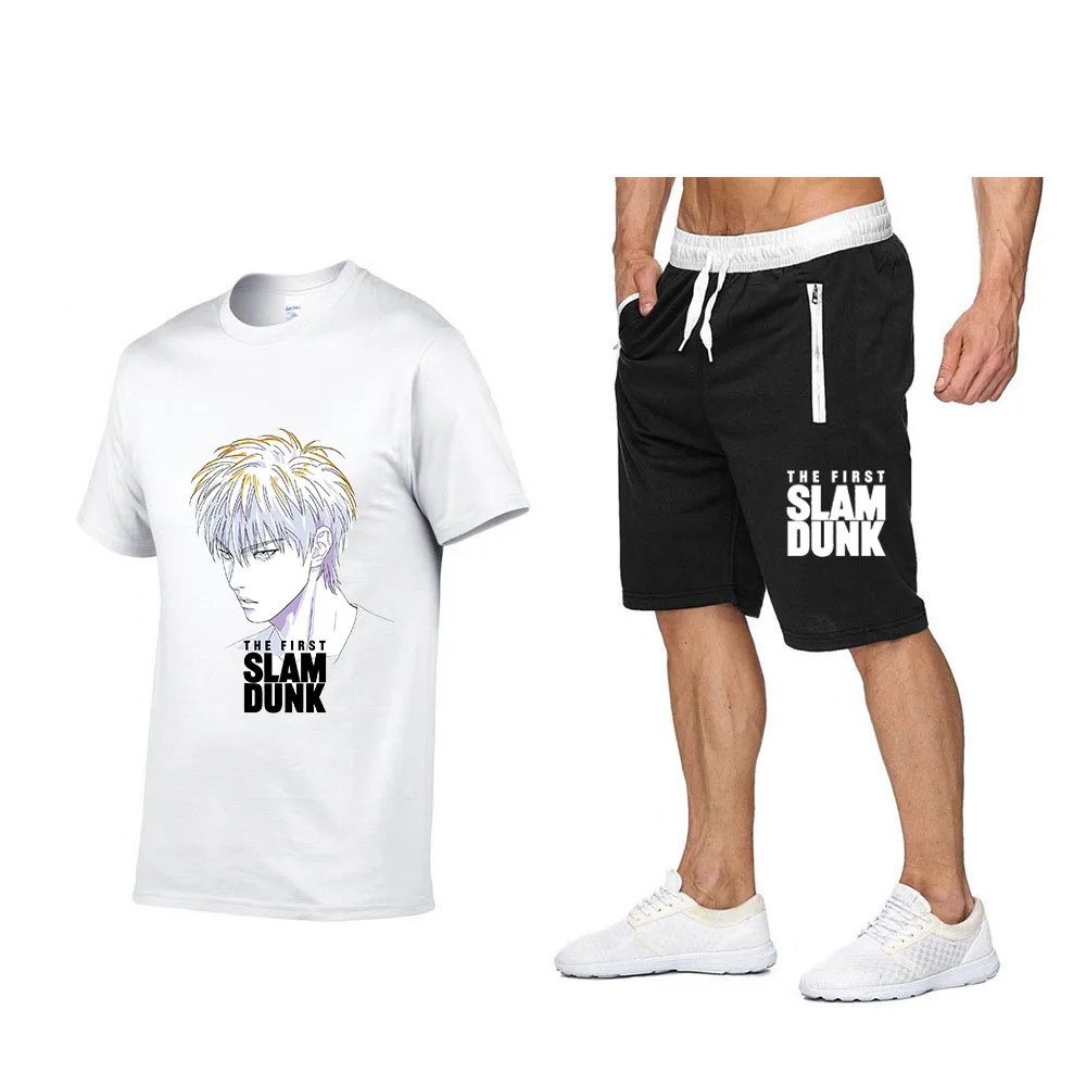 

Slam Dunk Print mens oufits Sports Suit TShirt Shorts 2 Piece Set tracksuit Japanese Anime track suit Sportswear jogging set