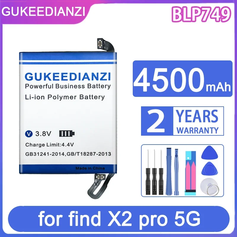 

GUKEEDIANZI Replacement Battery BLP767 BLP749 4600mAh for OPPO find X2Pro X2 Pro 5G Mobile Phone bateria