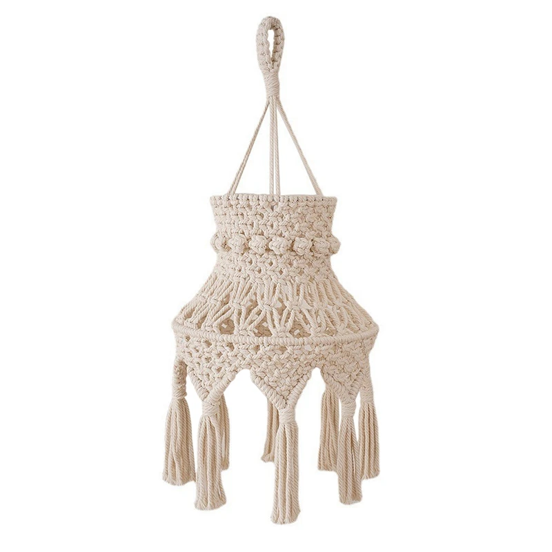 

Macrame Lamp Shade Boho Hanging Pendant Light Cover, Chandelier Shade For Bedroom Living Room Nursery Dorm Home Decor