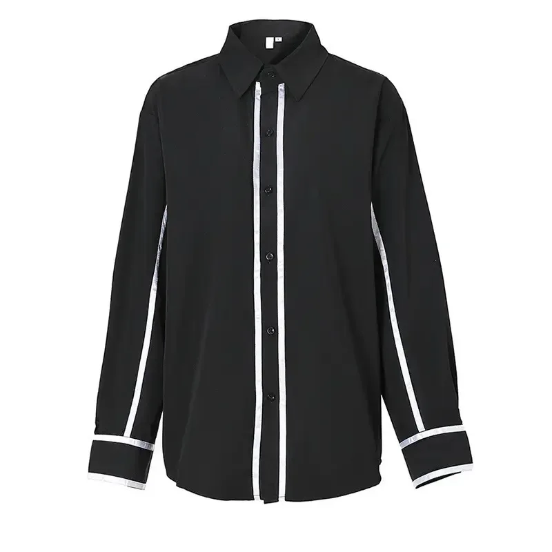 

SuperAen весенне-летняя Корейская черно-белая контрастная рубашка женская дизайнерская Свободная рубашка с длинным рукавом