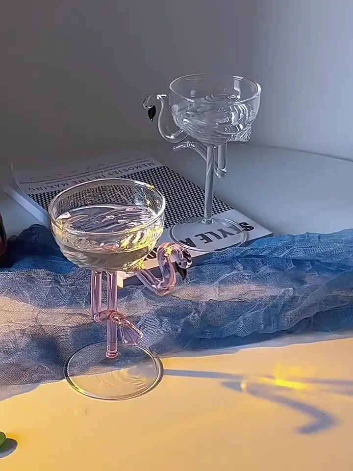 DOITOOL Flamingo Martini Glass Coupe Cocktail Glasses Exquisite Champagne Coupe Glasses For Cocktails For Home Bar Restaurants Party