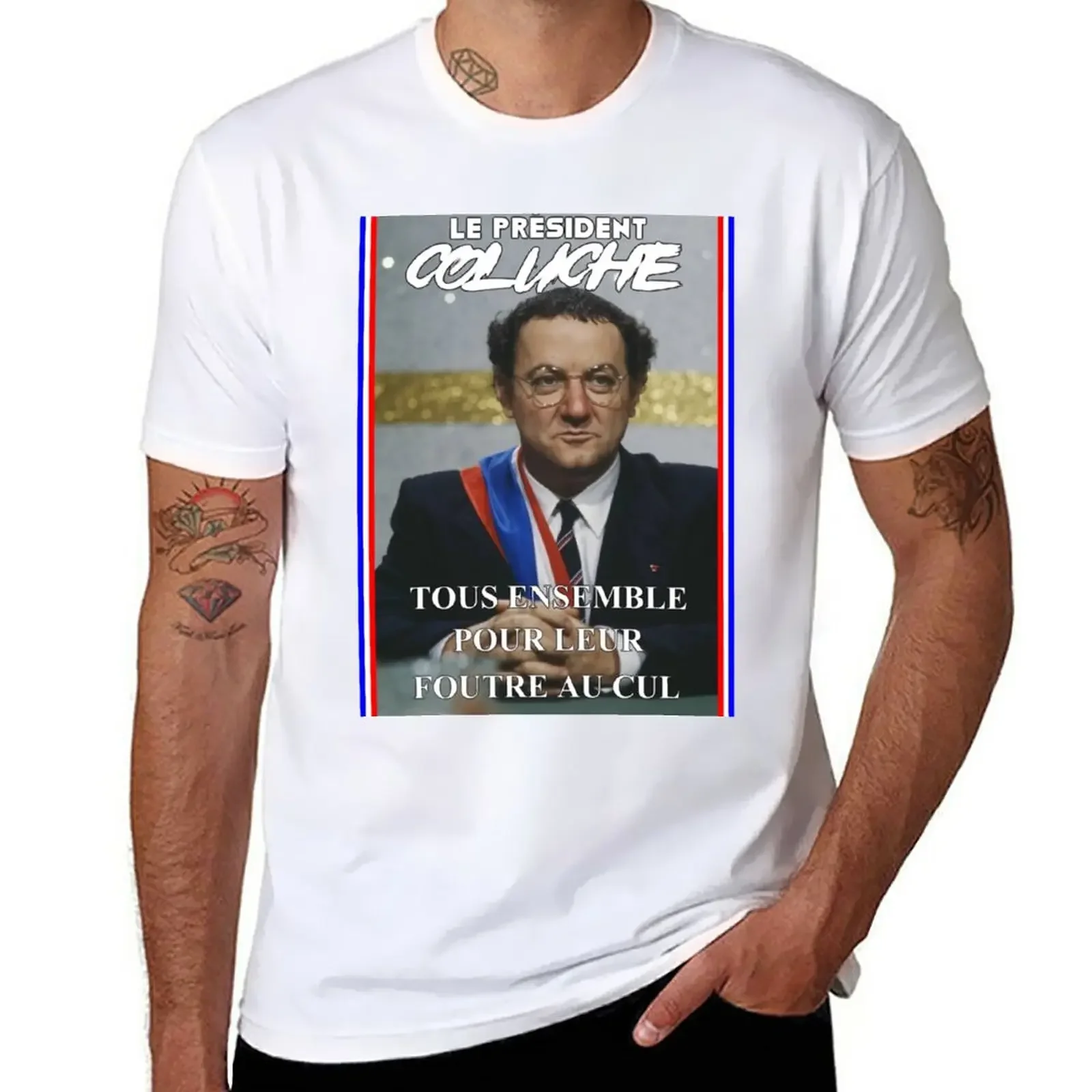 

President Coluche T-Shirt cute tops blacks hippie clothes slim fit t shirts for men