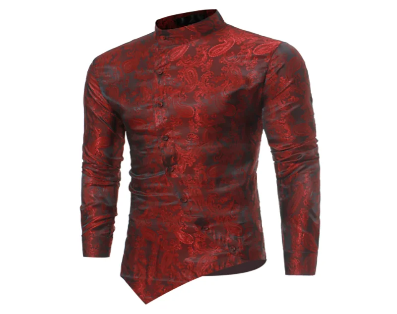 

African Style Long Sleeve T-shirt Men Ethnic Vintage Folk-custom Clothes 2023 Spring Stand-collar Graphic Tops Shirts Plus Size