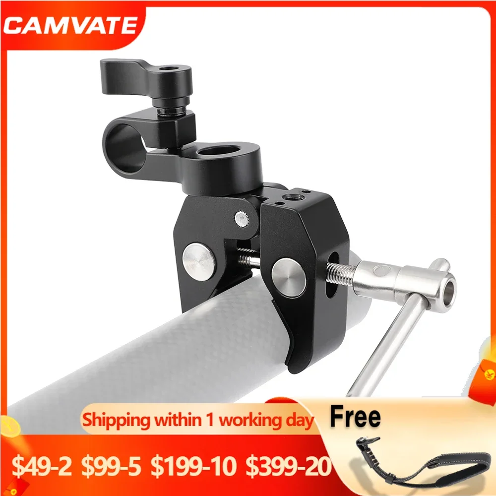 

CAMVATE Супер Зажим краба с 15 мм одиночным стержнем зажим для держателя микрофона, магический рычаг, поддержка монитора, 15 мм стержень монтажа