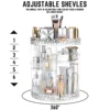 3 Tiers Rotating Makeup Organizer 360° Spinning Large Capacity Makeup Stand Clear Skincare Display Case with Compartment Design 4