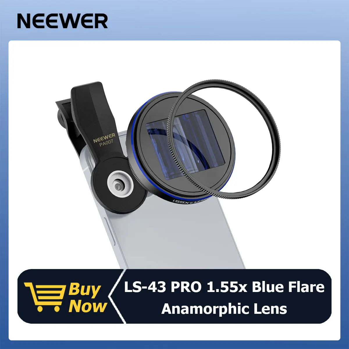 NEEWER LS-43 PRO 1.55x Blue Flare Anamorphic Lens with 17mm Lens