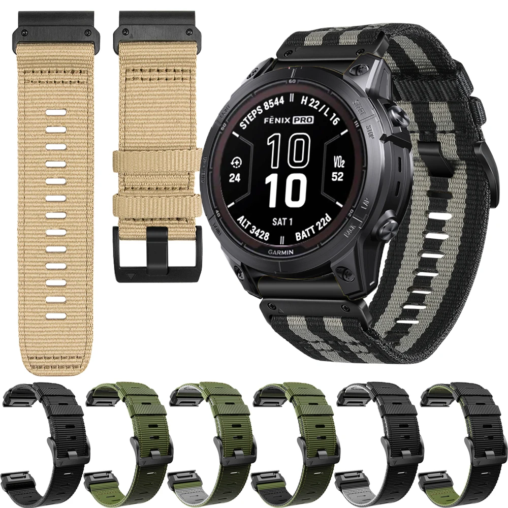 

Ремешок нейлоновый спортивный для смарт-часов Garmin Тактический 7Pro Fenix 7 6X 6 Pro 5X 5 Plus 3HR, 26 мм 22 мм