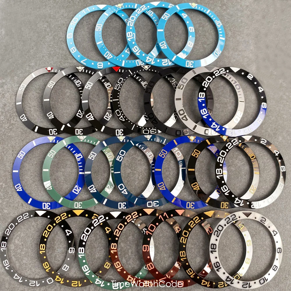 Ceramic Sloping Watch Bezel Insert - Black, Blue, Green, Silver