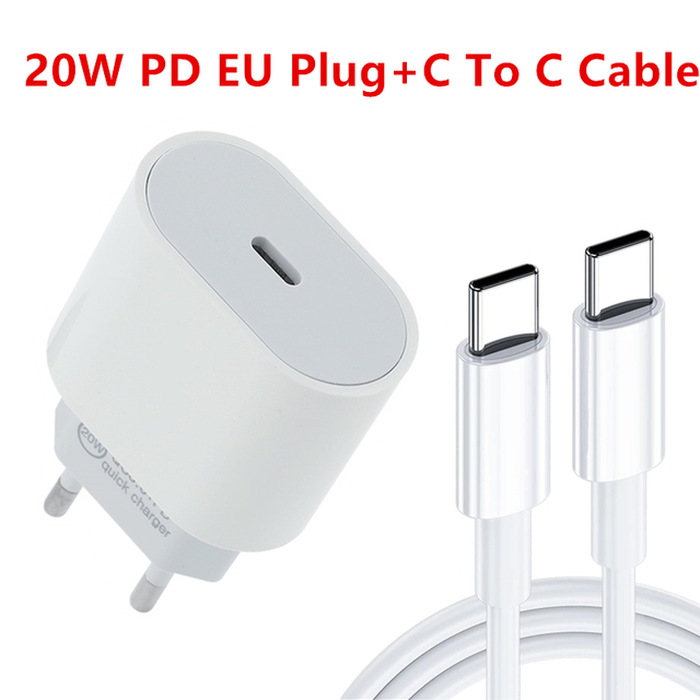 Fast Charging PD USB C Charger For Apple iPhone 13 pro 12 11 8 7 ipad EU Power Adapter US Plug PD Charge Type C Port Cable