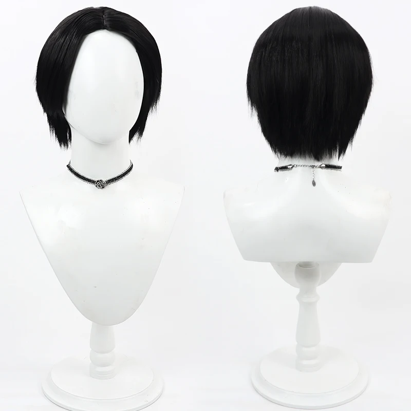 

New Ukiyo Esu Cosplay Wig Short Black Synthetic Hair Heat Resistant Halloween Role Play Party