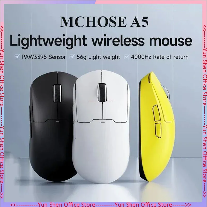 

Mchose A5 Pro Max F1 Moba Wireless Mouse 2.4g Wired Bluetooth Three-mode Lightweight Mouse Paw3395 Game Mouse Office Game