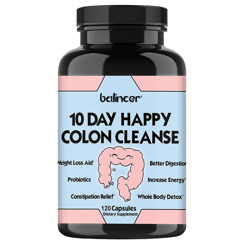 thumbnail image 1 of 10 días de limpieza de colon para una vida feliz Apoyo digestivo - Desintoxicación diaria, alivio del estreñimiento | Sin OGM 60/120 cápsulas, 1 of 5