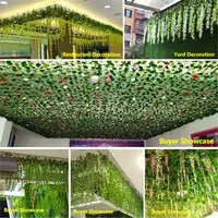 2.1M Green Ivy Leaf Hanging Vine Artificial Garland Silk Wall Plant Home Garden Decoration Wedding Party DIY Fake Wreath Leaves 6