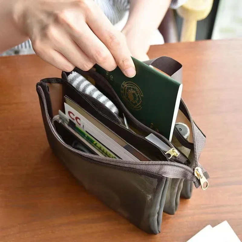 

Mesh Transparent Cosmetic Bags Women Lipstick Toiletry Makeup Organizer Case Travel Portable Washing Passport Storage Bag