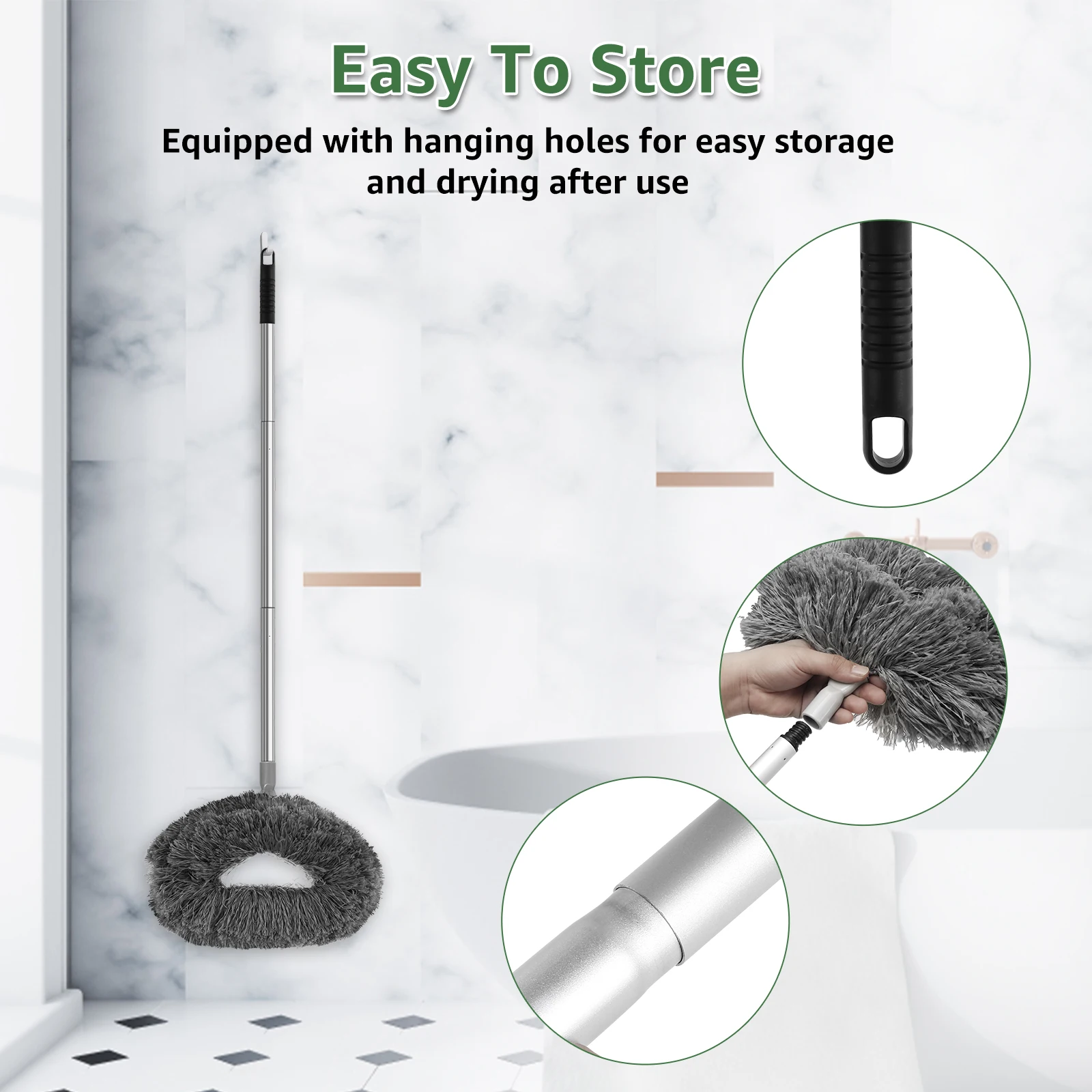 Ceiling Fan Duster with Detachable Heads and Extension Pole