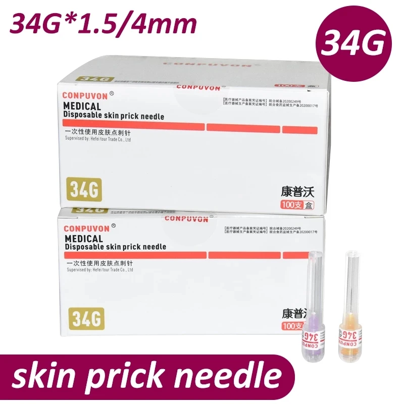 34G 1.5mm 4mm Needle Piercing Transparent Syringe Injection skin prick
