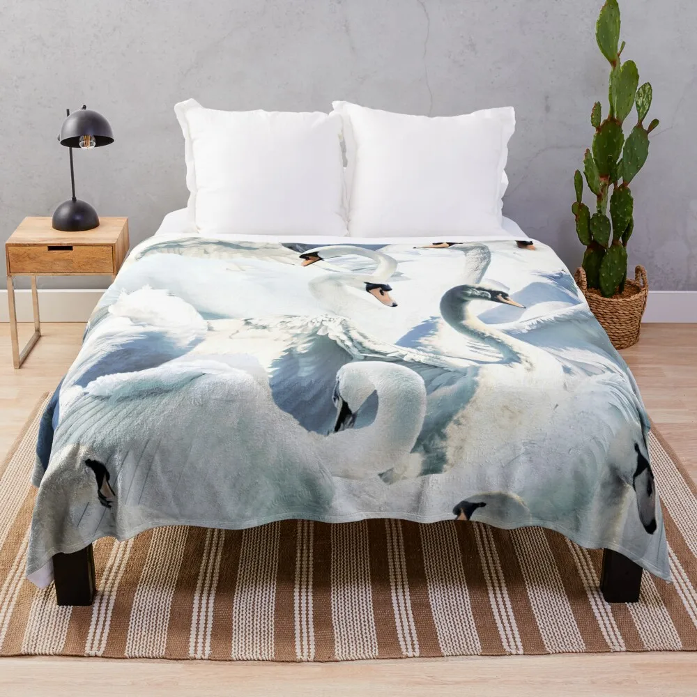 

Swans Throw Blanket Soft Big Beach Multi-Purpose blankets and throws Blankets