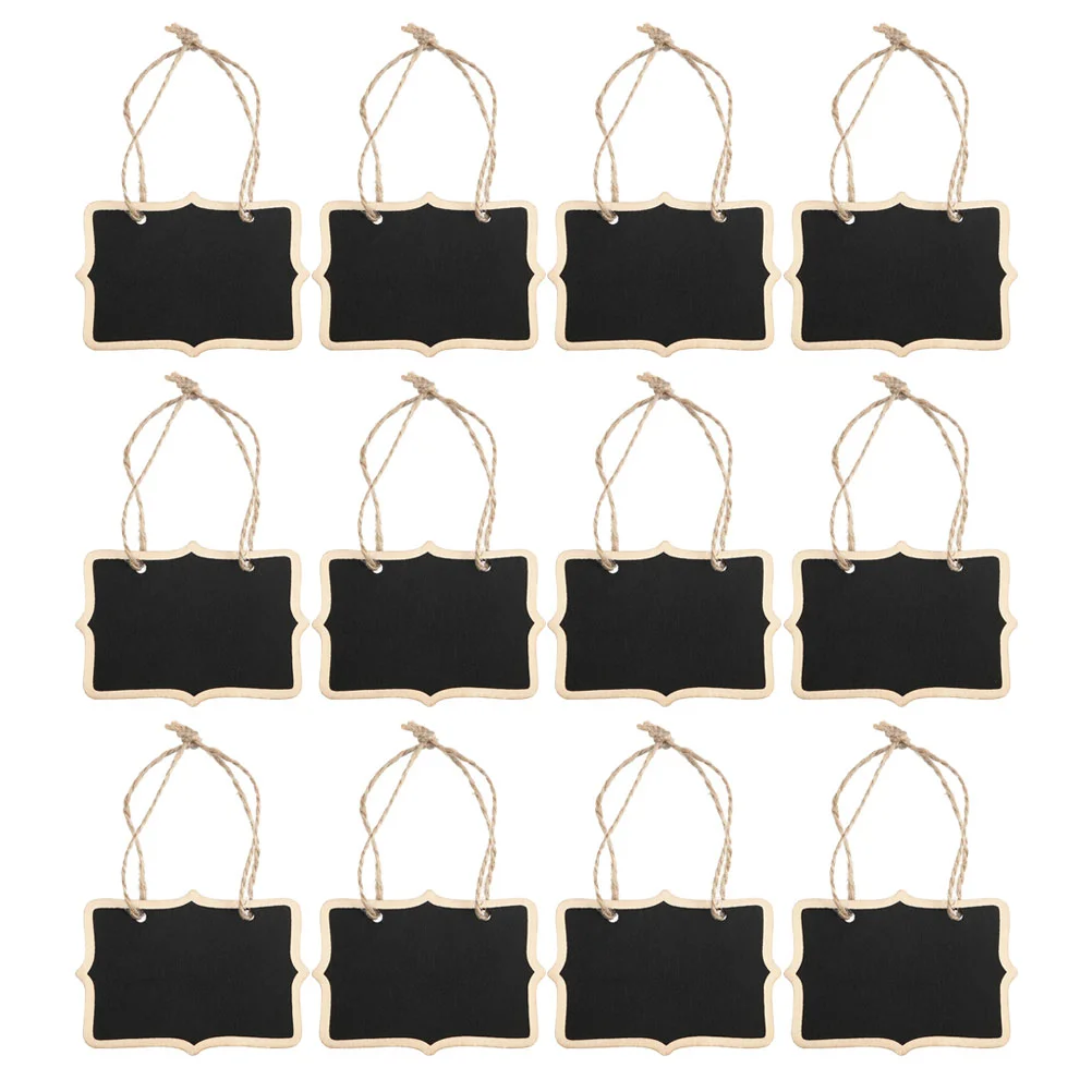 

12 Pcs Decor Blackboard Reusable Chalk Boards Hanging Sign Chalkboard Blackboards Two-sided Wooden Crafts Pendant Small Child