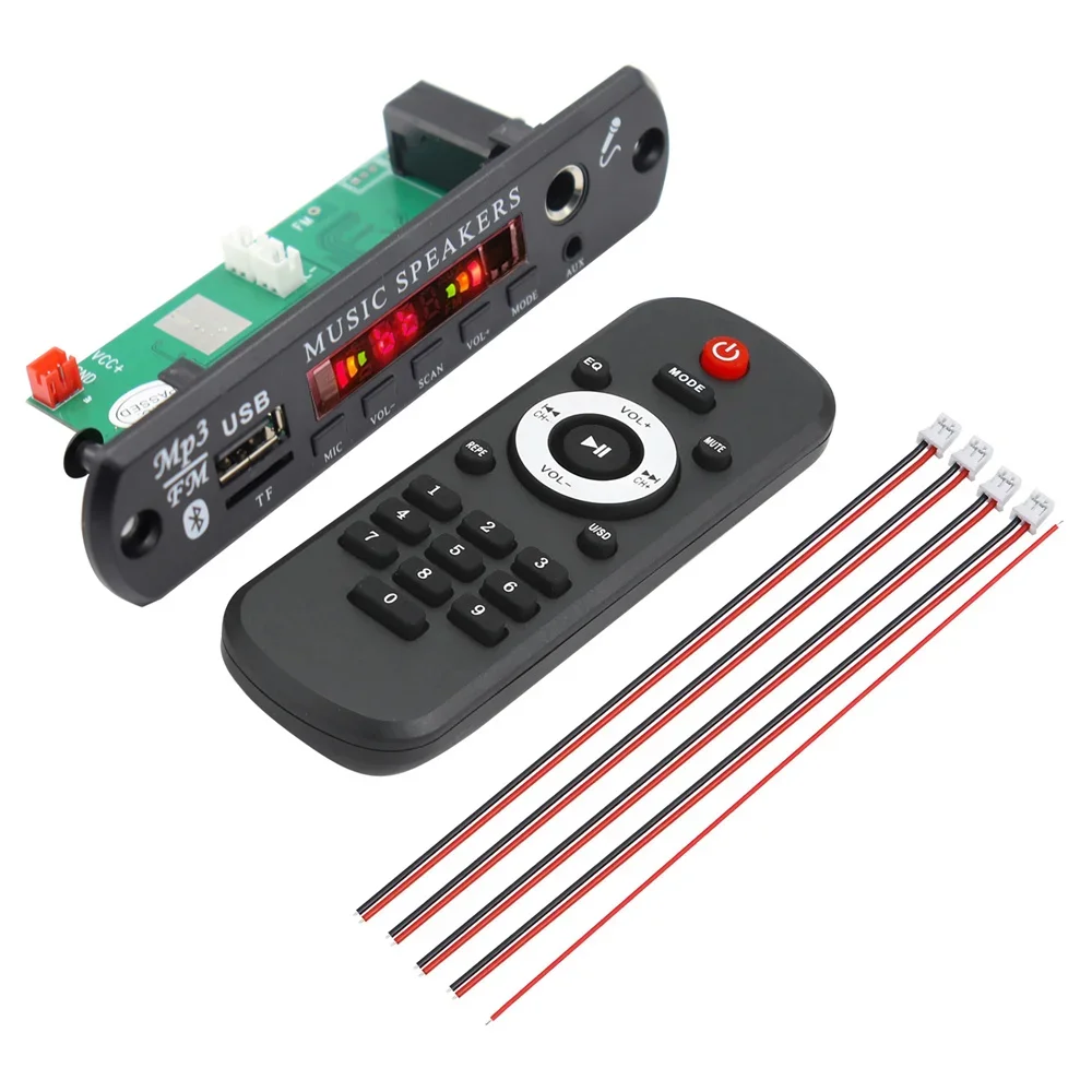 מגבר 60W ללא ידיים Bluetooth DIY לוח פענוח MP3 12V מיקרופון אלחוטי נגן MP3 לרכב USB TF AUX רדיו FM