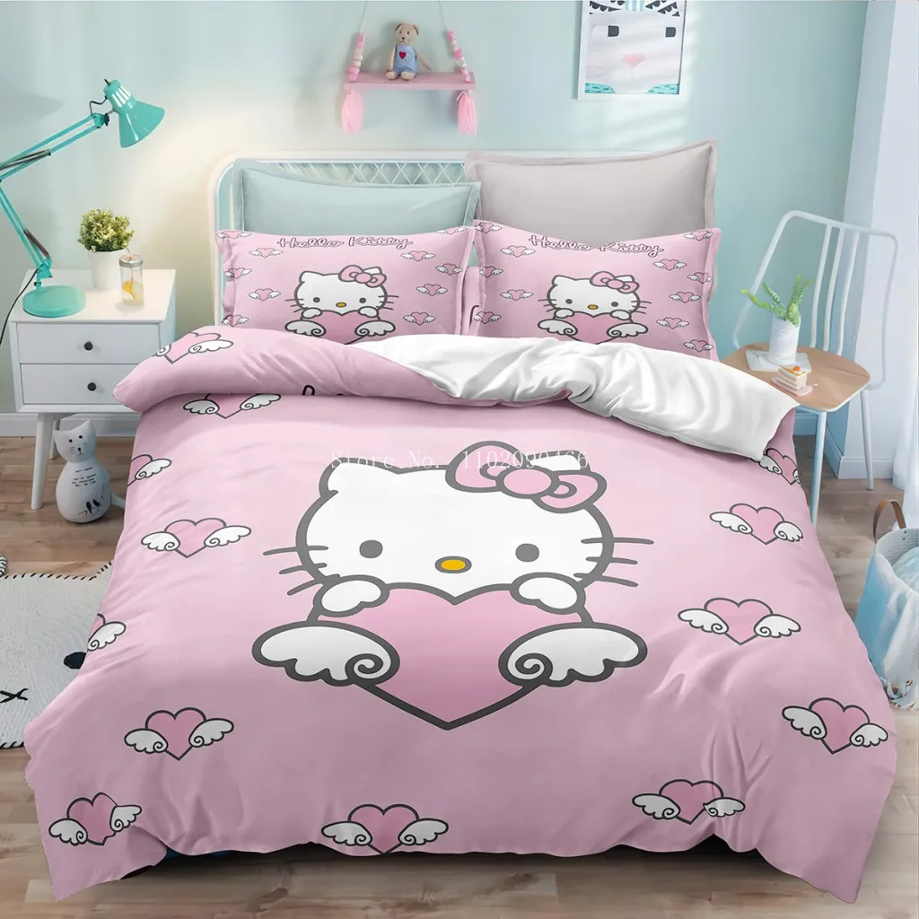 ハローキティ　寝具セット 子供のためのハローキティ寝具セット,掛け布団カバー,ダブル,ツイン