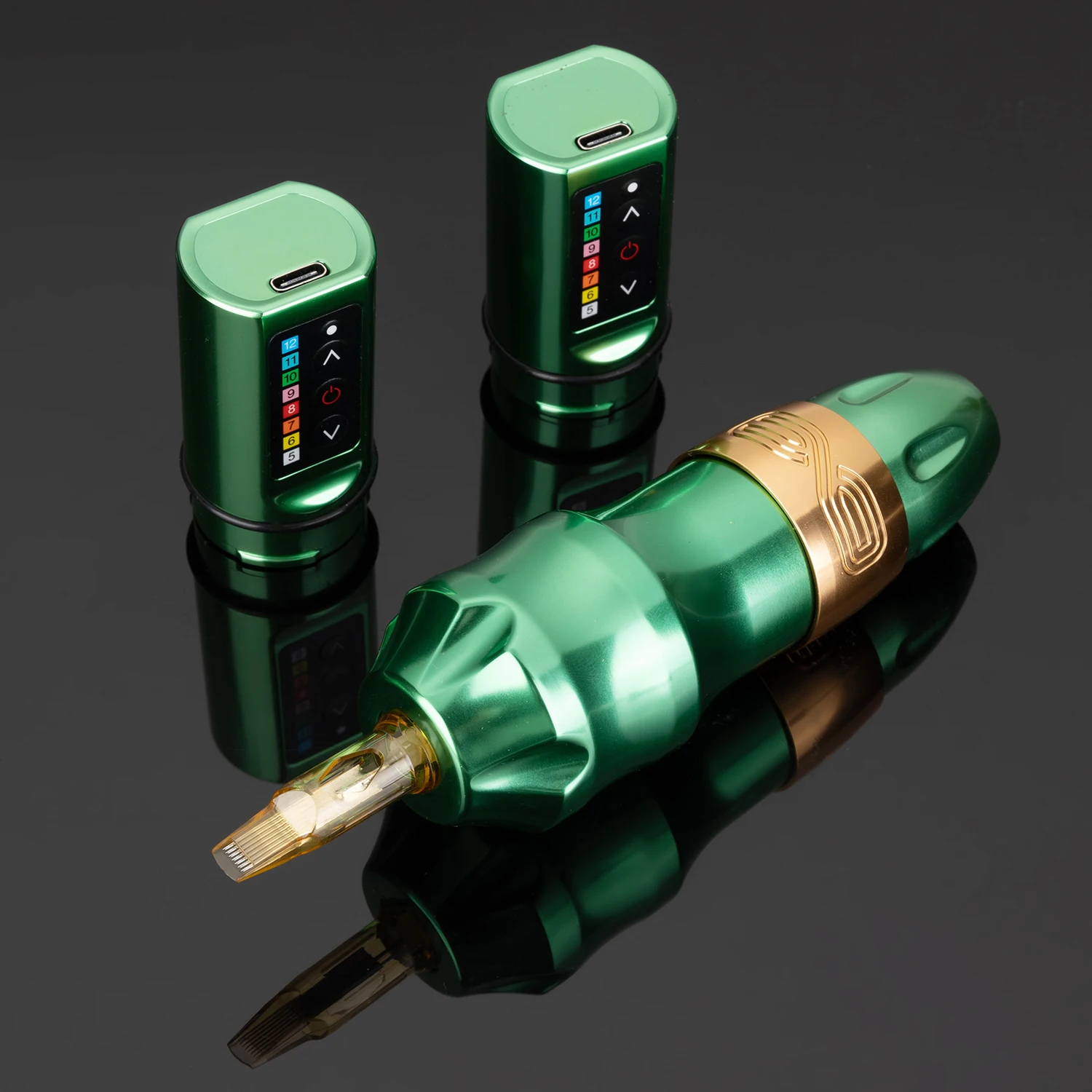 Green Exo Tattoo Pen Wireless Rotary Machine Kit Brush Coreless Motor
