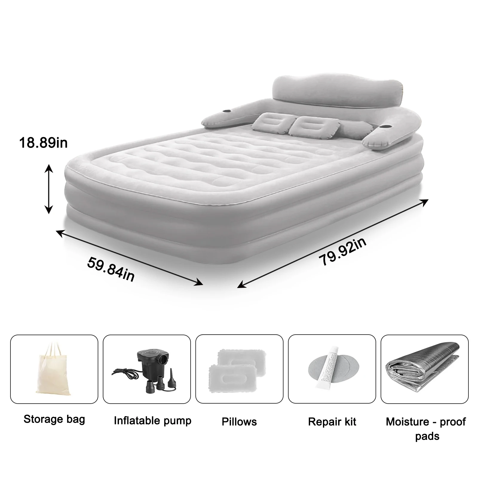 Picknick-Klappbetten aus verdicktem Doppelkunststoff, modernes aufblasbares Klappbett für den Außenbereich, kreatives Bett mit einzigartigem Design – Detail 15