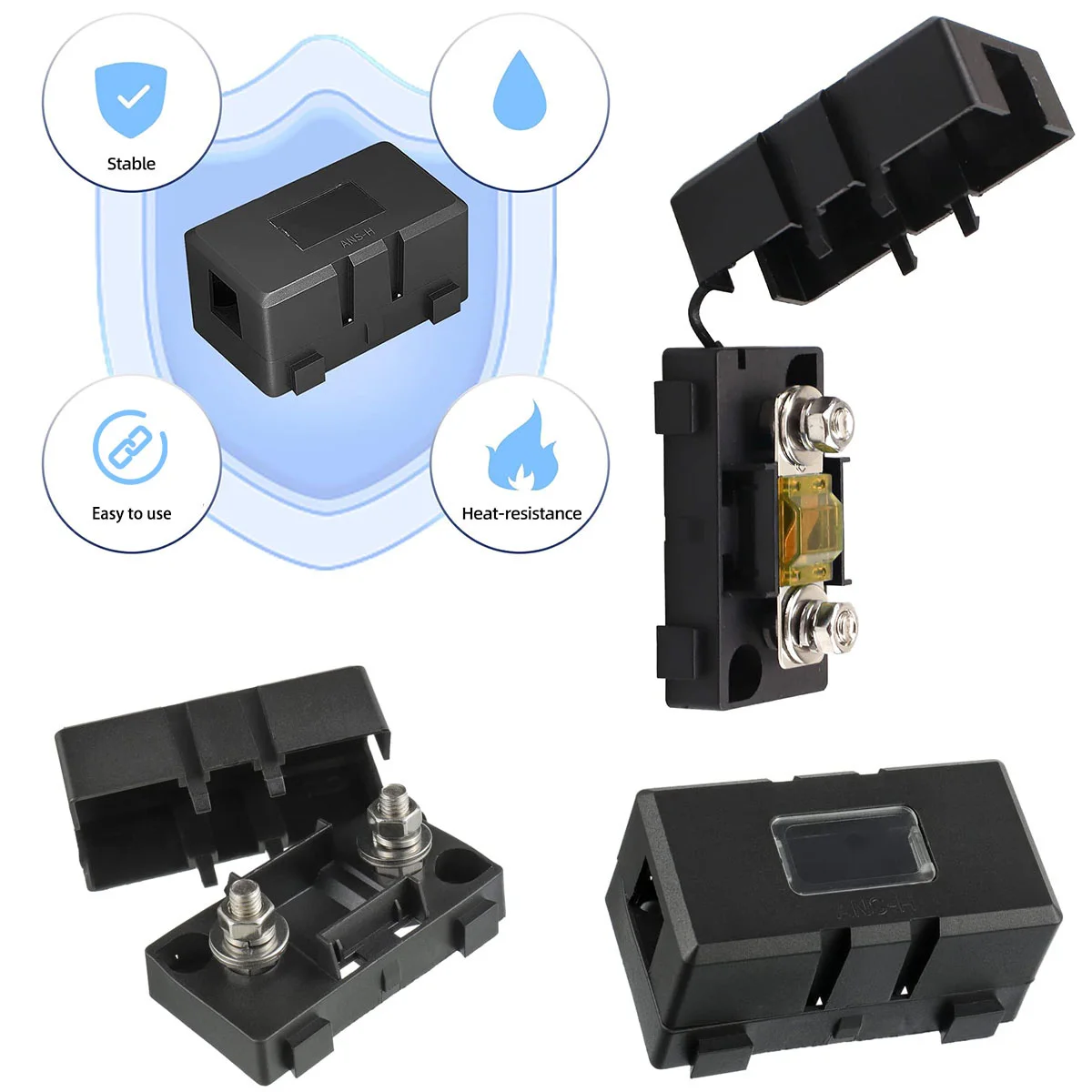 1Set(2PCS) ANS Trumpet Fork Plug Fuse 32V 40A 50A 60A 70A 80A 100A 125A 150A 200A Bolt Fixed Insurance + ANS-8 Safety Plate Base