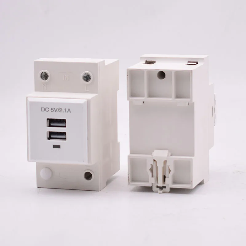 USB DIN rail modular socket DC5V 2.1A output fiber optic distribution box ONU socket power Adapter