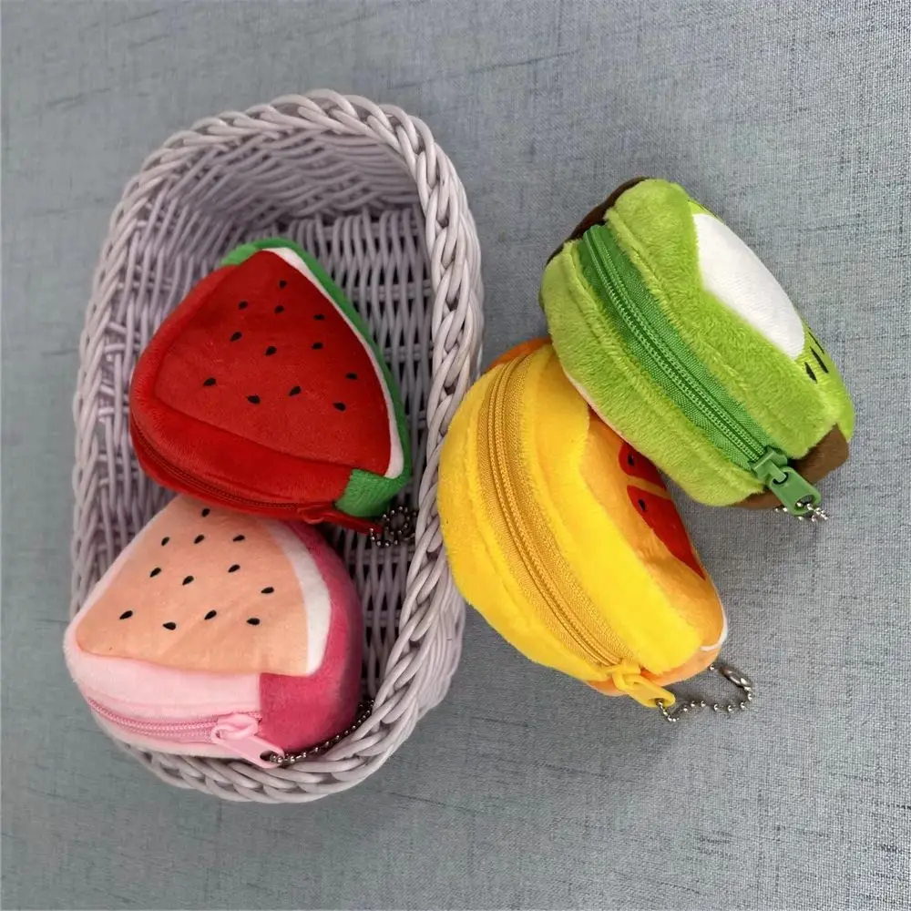 40개 동전 가방 플러시 장난감 지갑 작은 9*7CM 과일 동전 주머니 혼합 색상