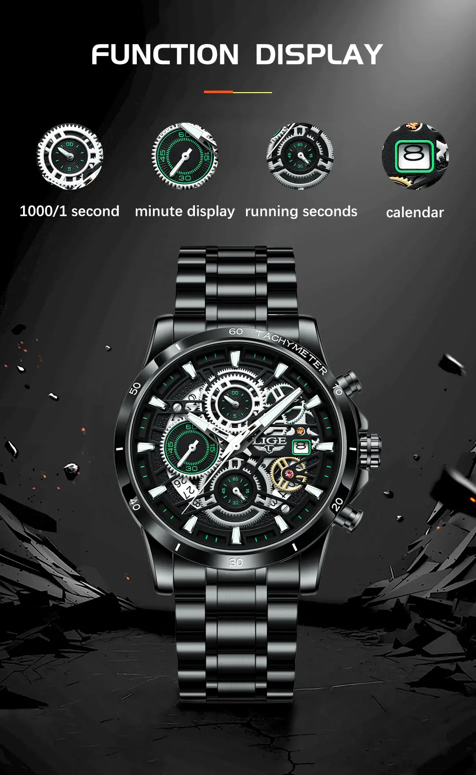 Pánske hodinky 2023 LIGE Top značky Stainless Steel Hollow Športové vodotesné Quartz hodinky Pánske vojenské náramkové hodinky Relogio Masculino