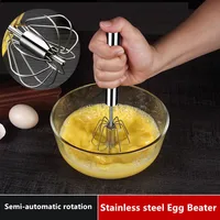 Household Semi-Automatic Rotating Egg Beater Stainless Steel Turning Cream Utensils Whisk Manual Mixer Kitchen Egg Tool