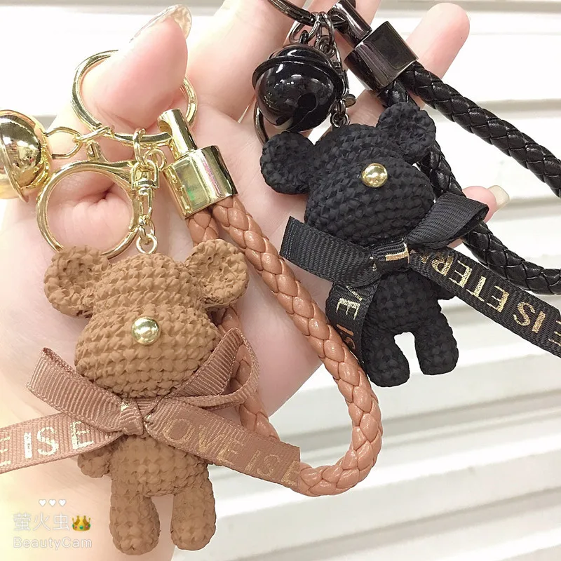 Nordic Bow Tie Bear Keychain Creative Cute Bear Key Chain Pendant Car Key  Ring Couple Schoolbag Pendant Bag Charm Wholesale Gift