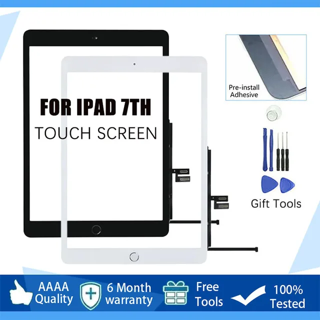 10.2 For Apple iPad 7 10.2 7th Gen A2197 A2198 A2200 Touch Screen Digitizer  Outer Glass Panel With Home Button Flex cable - AliExpress