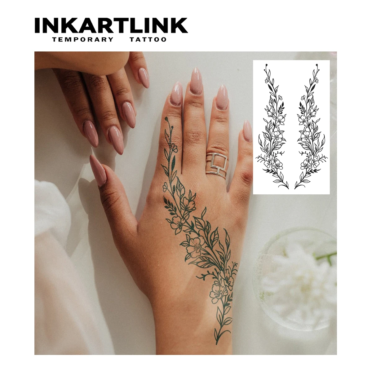 Flower vine Temporary Tattoo,Lasts To 15 Days New Technology Magic Waterproof Semi Permanent Sticker. 2
