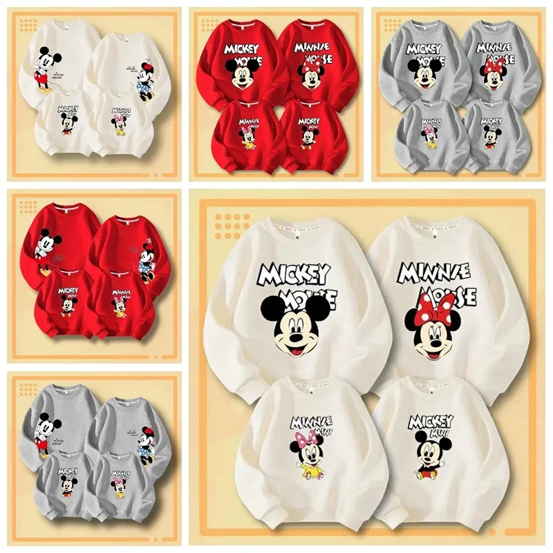 Family Matching Clothes Cartoon Mickey Minnie Mouse Print Sweatshirts Mother Daughter Father Son Long Sleeve Top Mommy Outfit children tshirts children tops