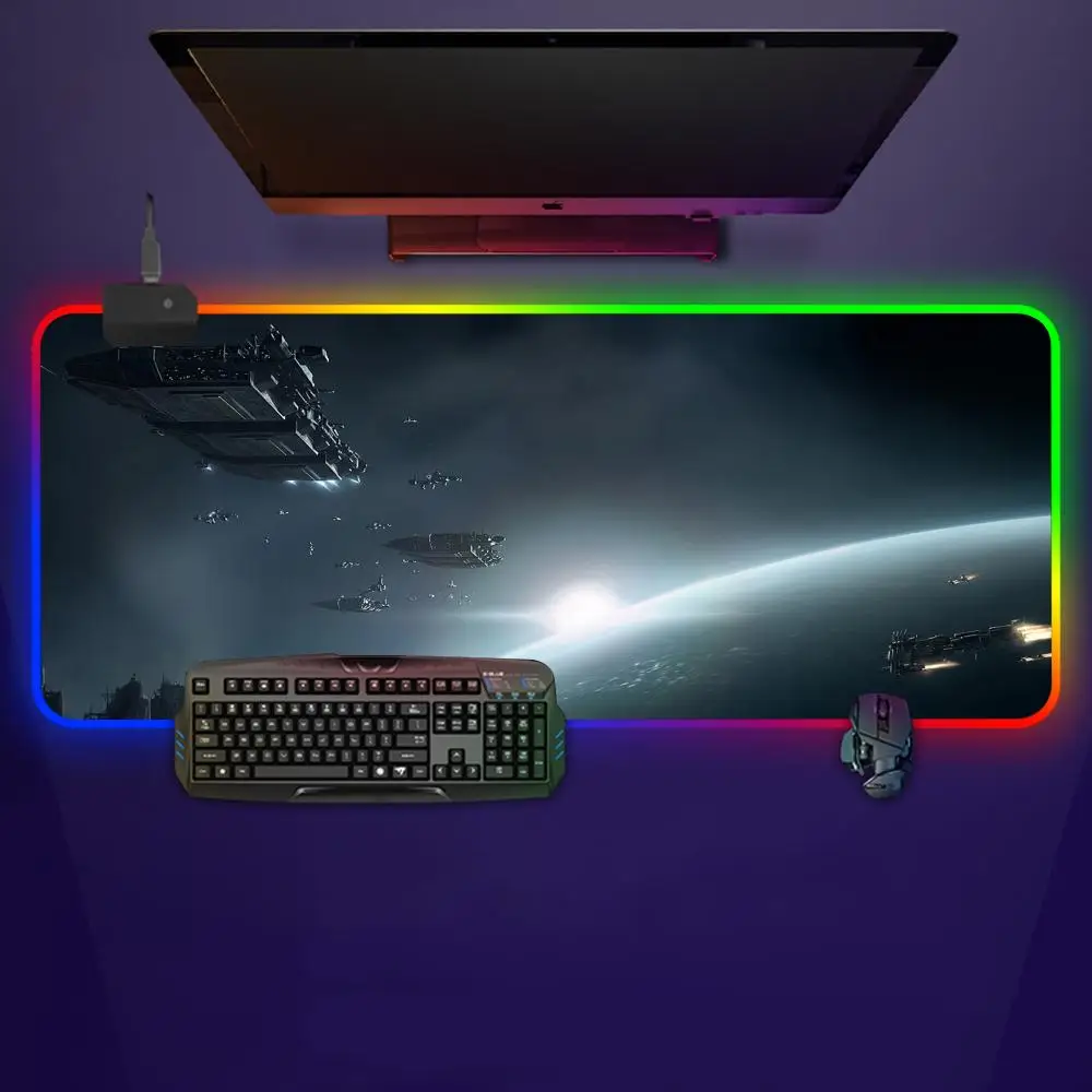 

E-Eve O-Online Anime Mouse Pad LED Light g pro x superlight 2 Mousepad RGB Keyboard Cover Desk-mat Colorful Surface Mouse Pad Wa