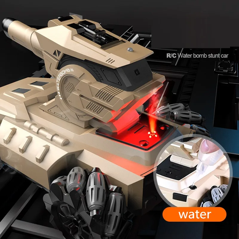 RC Tank Shooting Water Bullets 2.4Ghz Sensing Remote Control Vehicle LED Light Realistic Sounds & Music Spray For Kids Gift 3