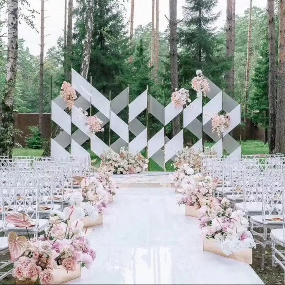 1.2m Wide Champagne Color Aisle Runner Wedding Mirror Carpet Rug Stage Diy Church Banquet Party Backdrop Decorations Supplies