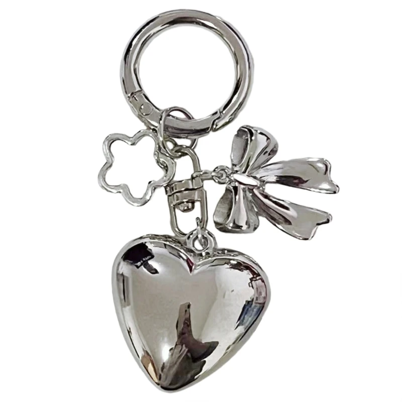 

Heart Shaped Keychain Backpacks Bowknot Heart Keyring Charm Backpack Pendant Fashionable DIY Keyrings Gift for Girls