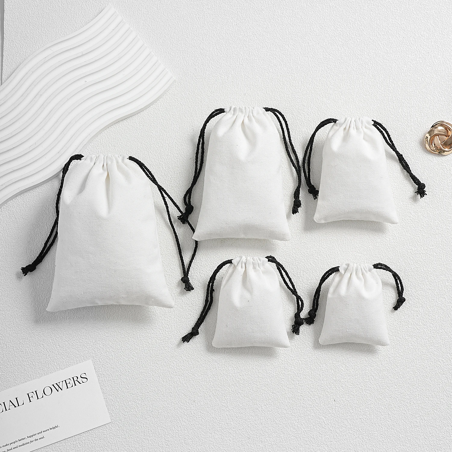100pcs Custom Colorful Logo Cotton Jewelry Packaging Bag Jewelry Pouch Wedding Party Birthday Travel Glasses Makeup Gift Bags