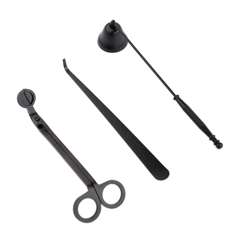 3PCS Candle Wick Trimmer and Snuffer Home Care Modern Candle Tool Set Tray Rustproof Portable Accessories