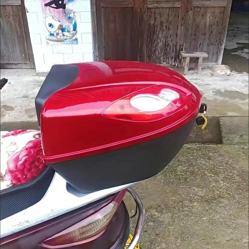 Motorcycle Tail Box Motocycle Tail Box Electric Scooter Trunk Motorcycle Top Hard Case Helmet Storage Case Luggage Reflective Lamp