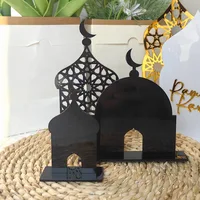 3pcs Acrylic Islamic Tabletop Decor Ramadan Kareem Mosque Castle Craft DIY Table Ornament Eid Mubarak Decoration 2025 for home