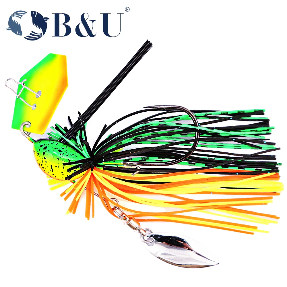 B&U Chatterbait 10,5 g 14 g Jig-Nadel mit Klingen, Spinner, Stinger-Haken, Vibrationsdraht, Power-Köder, Hecht, Bass, Jig, Angelköder