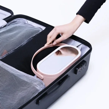 Makeup Organizer Box with LED Light Mirror Portable Travel Makeup Cosmetics Organizer Touch Light Storage Makeup Case 5