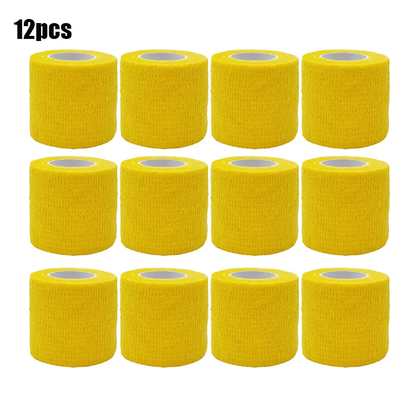 Self Adhesive Bandage Elastic Bandage Self Adhesive Tape 1/3/6/20PCS Sports Self Adhesive Yellow Elastic Bandages Anti-slip Athletic Nonwoven Waterproof Elastic Tattoo Bandages Aid Kit