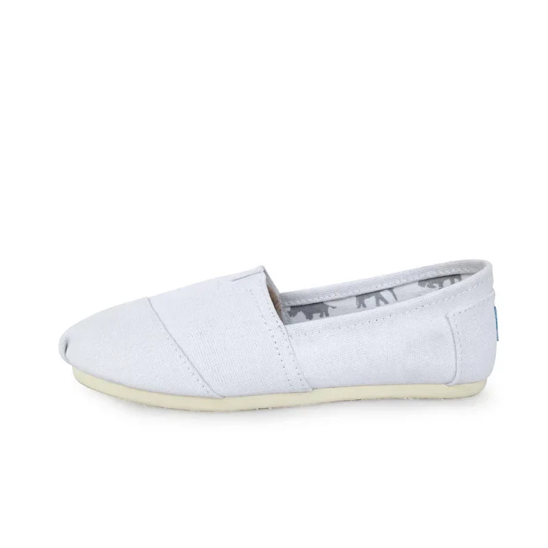 Men and Women Shoes Large Size 35-45 Breathable Flat Canvas Flat Shoes Solid Color Soft Leather Linen Shoe